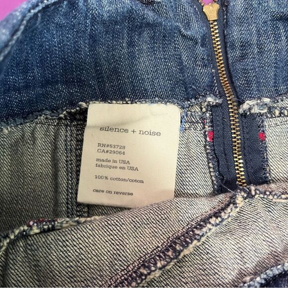 Urban Outfitters Silence + Noise Jean Pencil Skirt Denim Colorful Piping 0 - Picture 8 of 9